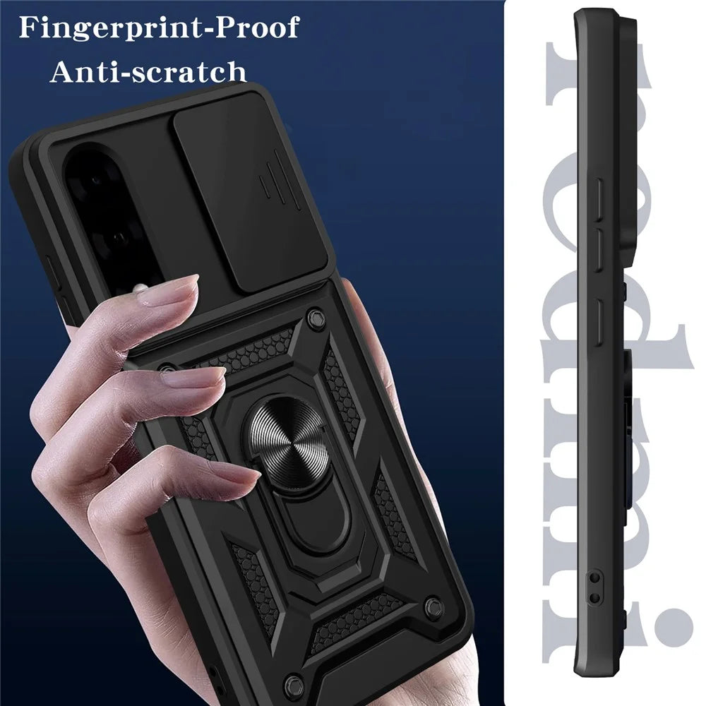AMORUS For OnePlus Nord 5 5G / Ace 5 Ultra 5 5G Case Kickstand PC + TPU Phone Cover with Camera Lens Slider - Black - 4