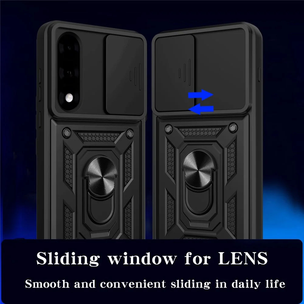 AMORUS For OnePlus Nord 5 5G / Ace 5 Ultra 5 5G Case Kickstand PC + TPU Phone Cover with Camera Lens Slider - Black - 6