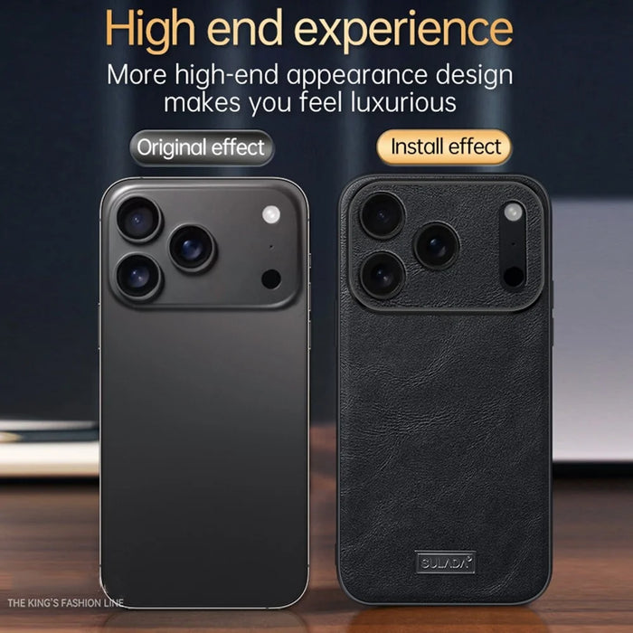 SULADA For iPhone 17 Pro Case PU Leather + TPU + PC Back Phone Cover - Black - 3