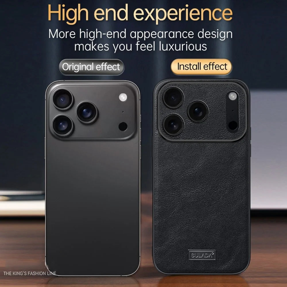 SULADA For iPhone 17 Pro Max Case PU Leather + TPU + PC Back Phone Cover - Black - 3