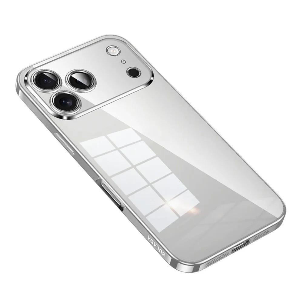 SULADA For iPhone 17 Pro Case Ultra Thin Electroplated TPU Clear Phone Cover - Silver - 1