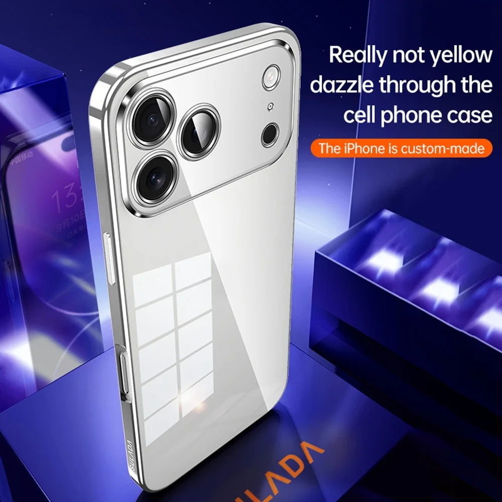 SULADA For iPhone 17 Pro Max Case Ultra Thin Electroplated TPU Clear Phone Cover - Silver - 4