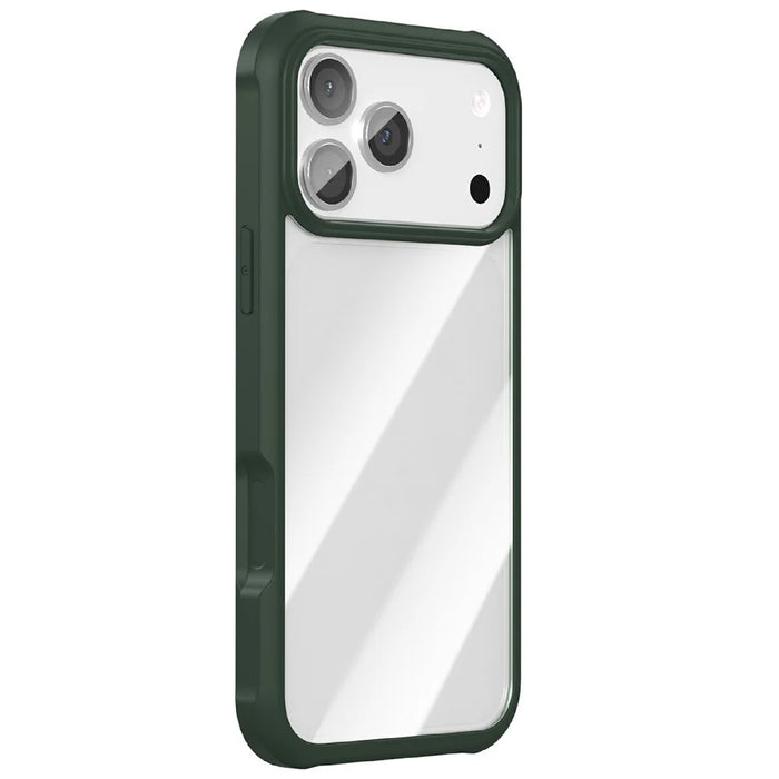 For iPhone 17 Pro Case Double-Sided Tempered Glass + Silicone + TPU Phone Cover - Midnight Green - 2