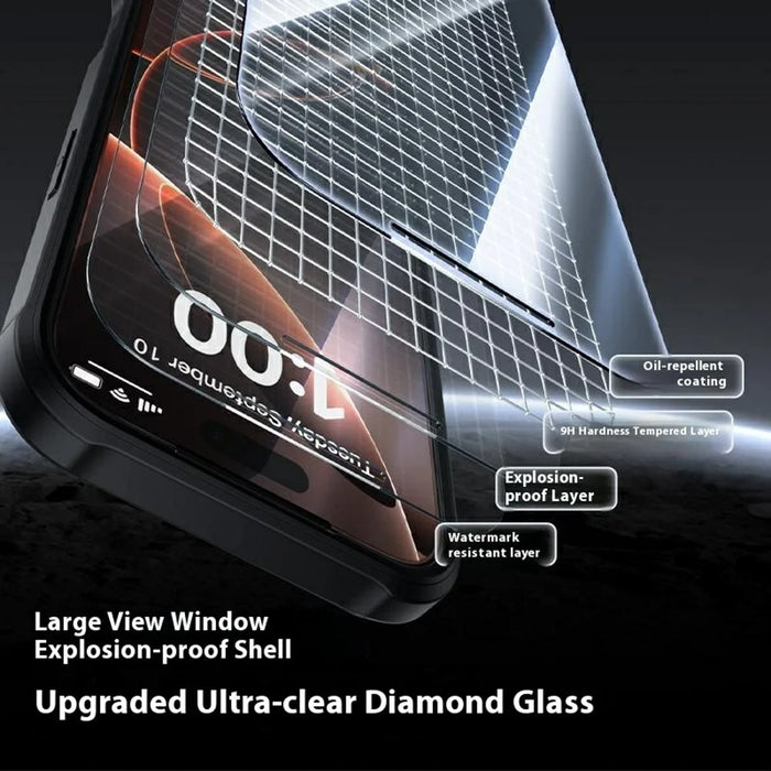 For iPhone 17 Pro Case Double-Sided Tempered Glass + Silicone + TPU Phone Cover - Midnight Green - 6