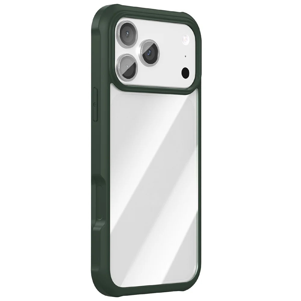 For iPhone 17 Pro Max Case Double-Sided Tempered Glass + Silicone + TPU Phone Cover - Midnight Green - 2