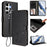 For Samsung Galaxy S25 Ultra Wallet Case with Wrist Strap Love Cat Pattern Imprint Leather Phone Cover - Black - 2