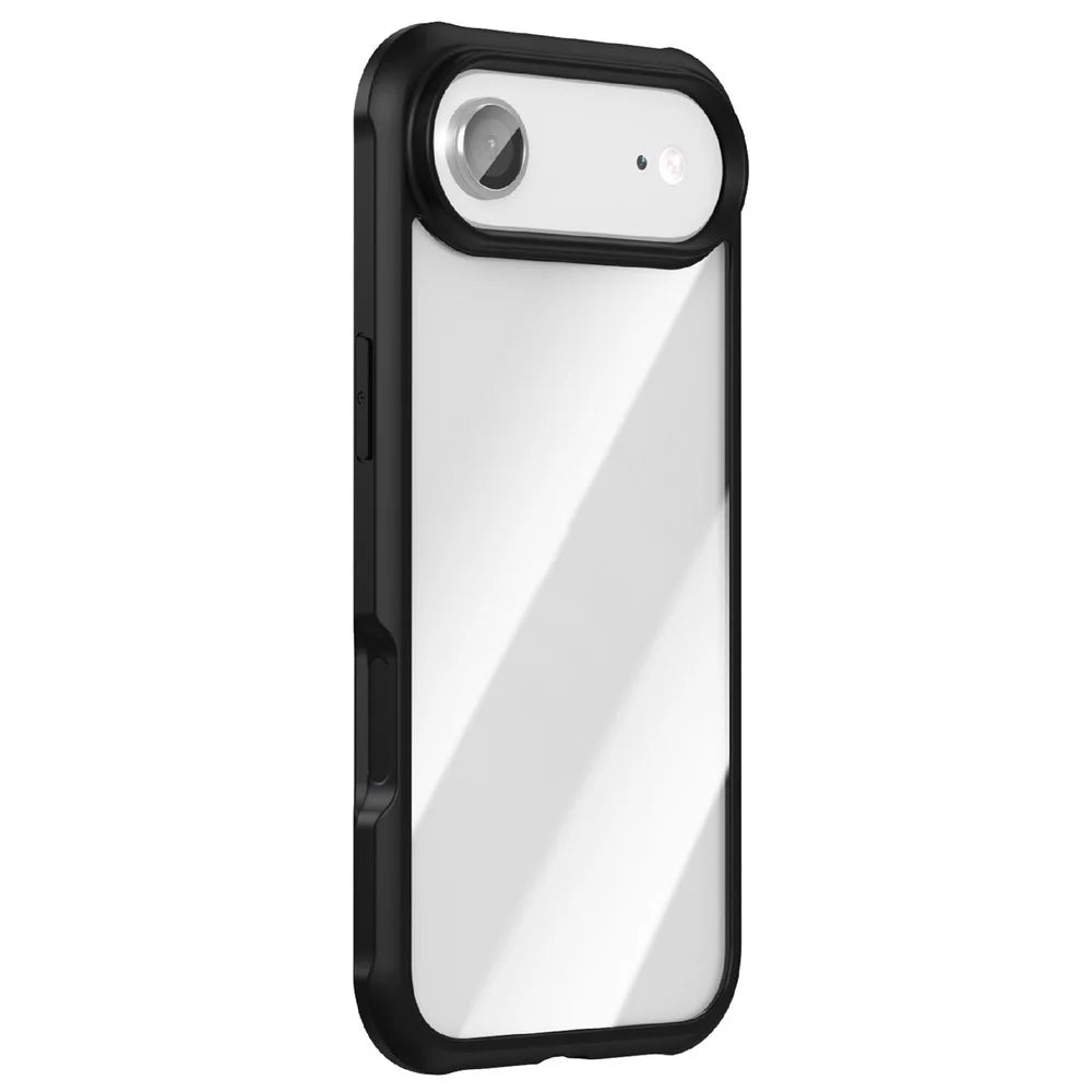 For iPhone Air Case Double-Sided Tempered Glass + Silicone + TPU Phone Cover - Black - 1
