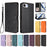 For iPhone 17e / 16e Wallet Case with Wrist Strap Love Cat Pattern Imprint Leather Phone Cover - Black - 3