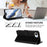 For iPhone 17e / 16e Wallet Case with Wrist Strap Love Cat Pattern Imprint Leather Phone Cover - Black - 4