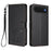 For iPhone Air Wallet Case with Wrist Strap Love Cat Pattern Imprint Leather Phone Cover - Black - 1