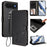 For iPhone Air Wallet Case with Wrist Strap Love Cat Pattern Imprint Leather Phone Cover - Black - 3