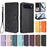 For iPhone Air Wallet Case with Wrist Strap Love Cat Pattern Imprint Leather Phone Cover - Black - 4