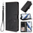 For iPhone Air Wallet Case with Wrist Strap Love Cat Pattern Imprint Leather Phone Cover - Black - 5