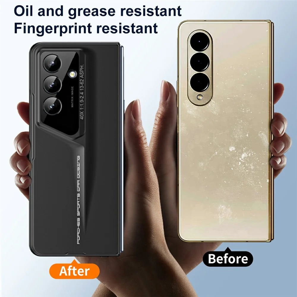 918 Series for Samsung Galaxy Z Fold7 5G Case PC Hard Phone Cover with Tempered Glass Film - Black - 4