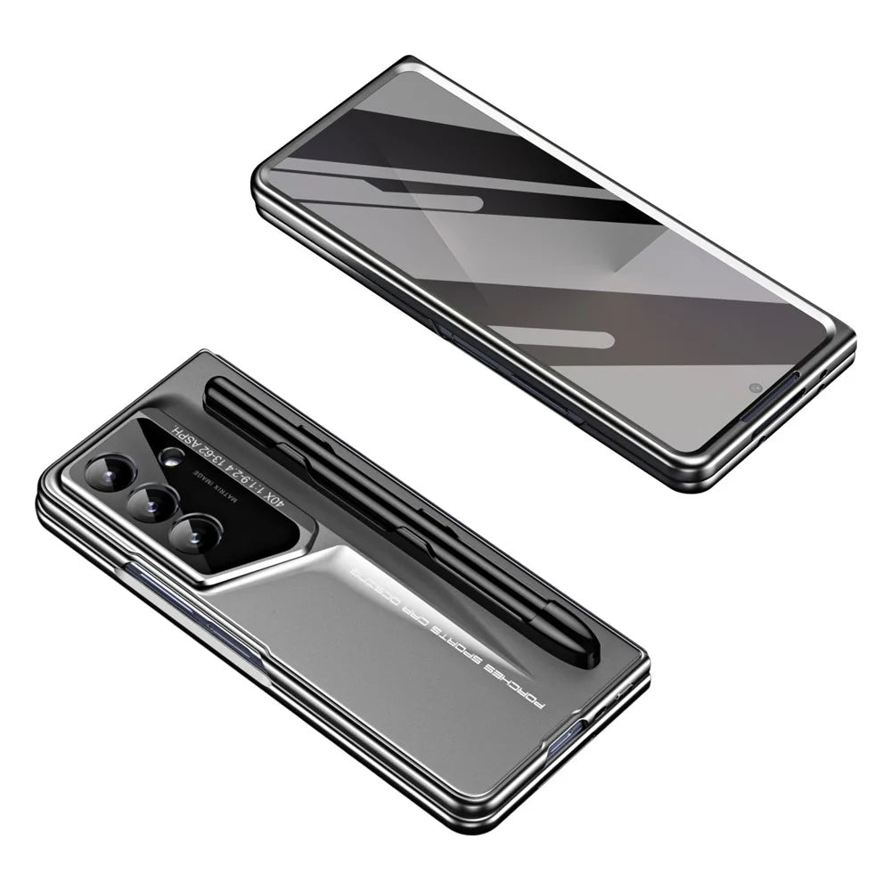 918 Series for Samsung Galaxy Z Fold7 5G Case PC Phone Cover with Tempered Glass Film / Stylus - Tarnish - 1