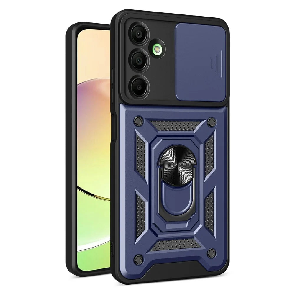 AMORUS For Samsung Galaxy A16 5G / 4G Case Kickstand PC + TPU Phone Cover with Camera Lens Slider - Blue - 1