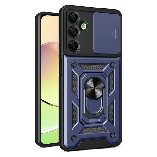 AMORUS For Samsung Galaxy A16 5G / 4G Case Kickstand PC + TPU Phone Cover with Camera Lens Slider - Blue - 1