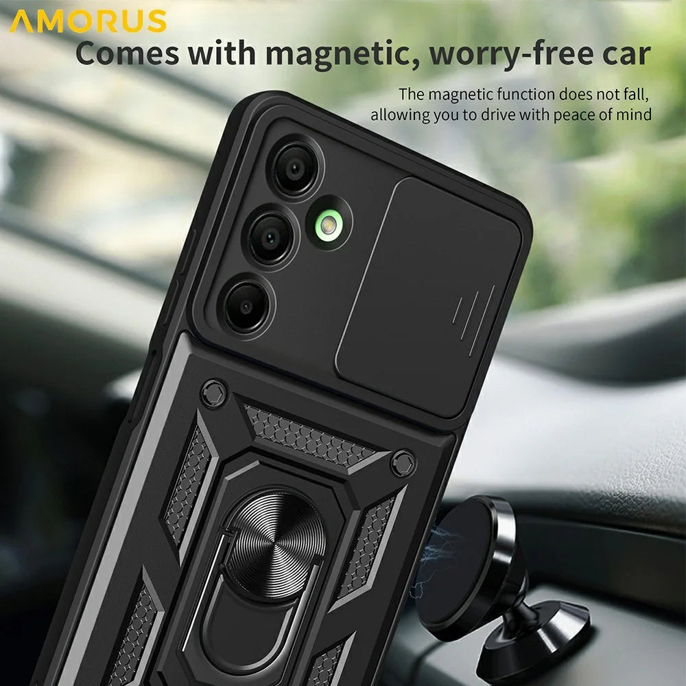 AMORUS For Samsung Galaxy A16 5G / 4G Case Kickstand PC + TPU Phone Cover with Camera Lens Slider - Blue - 3