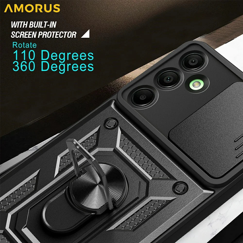 AMORUS For Samsung Galaxy A16 5G / 4G Case Kickstand PC + TPU Phone Cover with Camera Lens Slider - Blue - 7