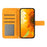 Flip Phone Case for iPhone 14, HT04 Imprinted Sunflower Adjustable Stand PU Leather Skin-Touch Magnetic Wallet Cover with Strap - Yellow - 2