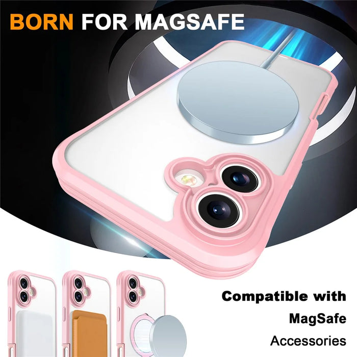 For iPhone 17 Case Skin Touch Solid Color TPU + PC Phone Cover with Magnetic Kickstand - Pink - 3