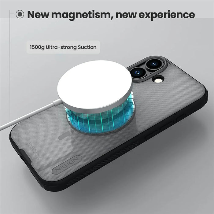 NILLKIN Frosted Shield Pro for iPhone 17 Case Compatible with MagSafe PC + TPU Phone Cover - Transparent Black - 5