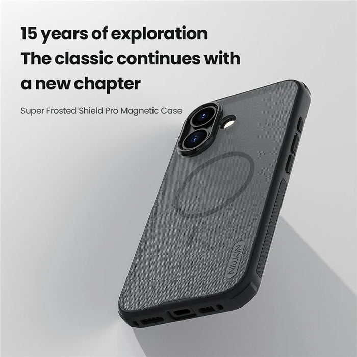 NILLKIN Frosted Shield Pro for iPhone 17 Case Compatible with MagSafe PC + TPU Phone Cover - Transparent Black - 7