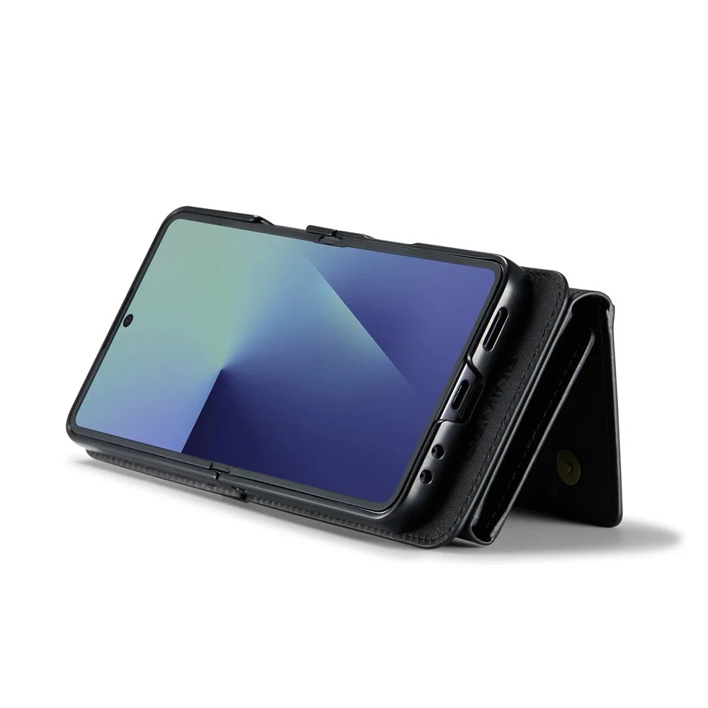 DG.MING M5 Series for Samsung Galaxy Z Flip7 5G Case RFID Blocking Card Slots Leather + PC Phone Cover - Black - 4