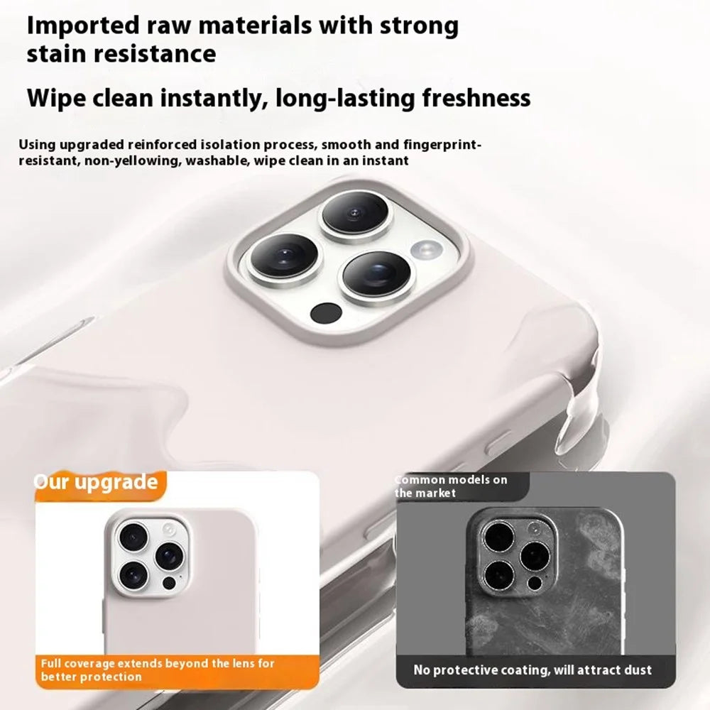 For iPhone 16 Pro Max Case Ultra Thin Liquid Silicone + PC Phone Cover with Camera Touch Control Button - Glacier Blue - 4