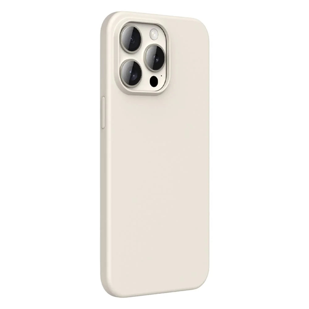 For iPhone 15 Pro Max Case Ultra Thin Liquid Silicone + PC Anti-Scratch Phone Cover - Antique White - 2