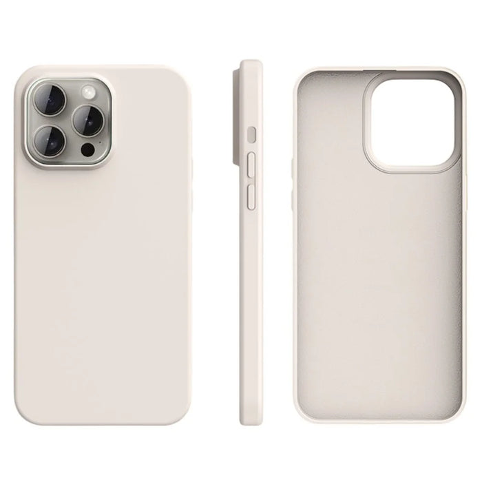 For iPhone 14 Pro Max Case Ultra Thin Liquid Silicone + PC Anti-Scratch Phone Cover - Antique White - 1