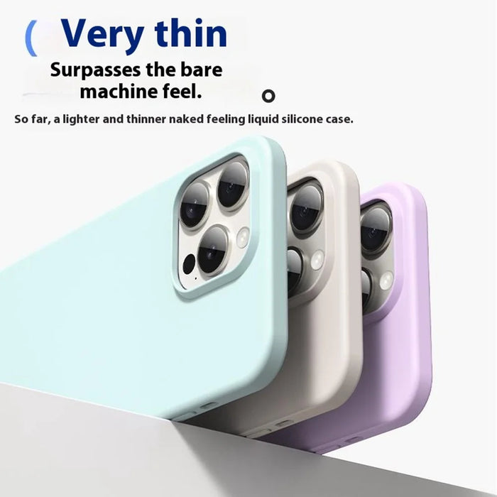 For iPhone 13 Pro Max Case Ultra Thin Liquid Silicone + PC Anti-Scratch Phone Cover - Antique White - 5