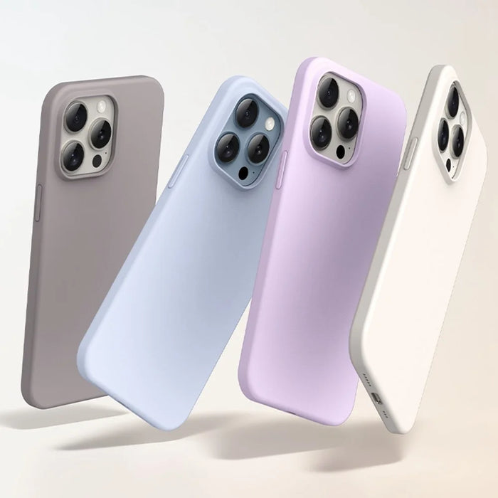 For iPhone 13 Pro Max Case Ultra Thin Liquid Silicone + PC Anti-Scratch Phone Cover - Antique White - 6