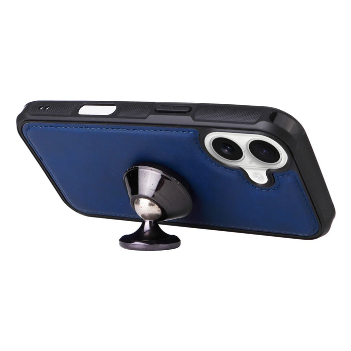 For iPhone 17 Magnetic Leather Case Mobile Cover with Detachable Zipper Wallet Strap - Blue - 6