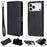 For iPhone 18 Pro Max / 17 Pro Max Case 2 in 1 Detachable Magnetic Leather Wallet Mobile Cover with Strap - Black - 1