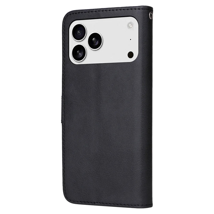 For iPhone 18 Pro Max / 17 Pro Max Case 2 in 1 Detachable Magnetic Leather Wallet Mobile Cover with Strap - Black - 6
