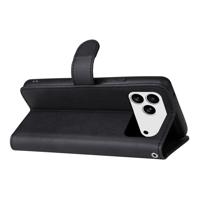 For iPhone 18 Pro Max / 17 Pro Max Case 2 in 1 Detachable Magnetic Leather Wallet Mobile Cover with Strap - Black - 7