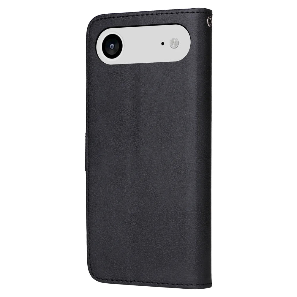 For iPhone Air Case 2 in 1 Detachable Magnetic Leather Wallet Mobile Cover with Strap - Black - 6