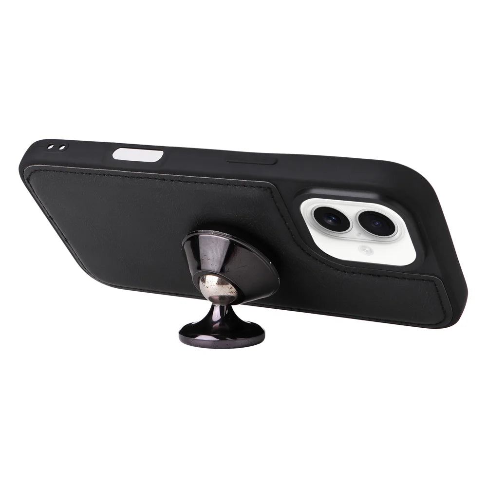 For iPhone 17 Case 2 in 1 Detachable Magnetic Leather Wallet Mobile Cover with Strap - Black - 5