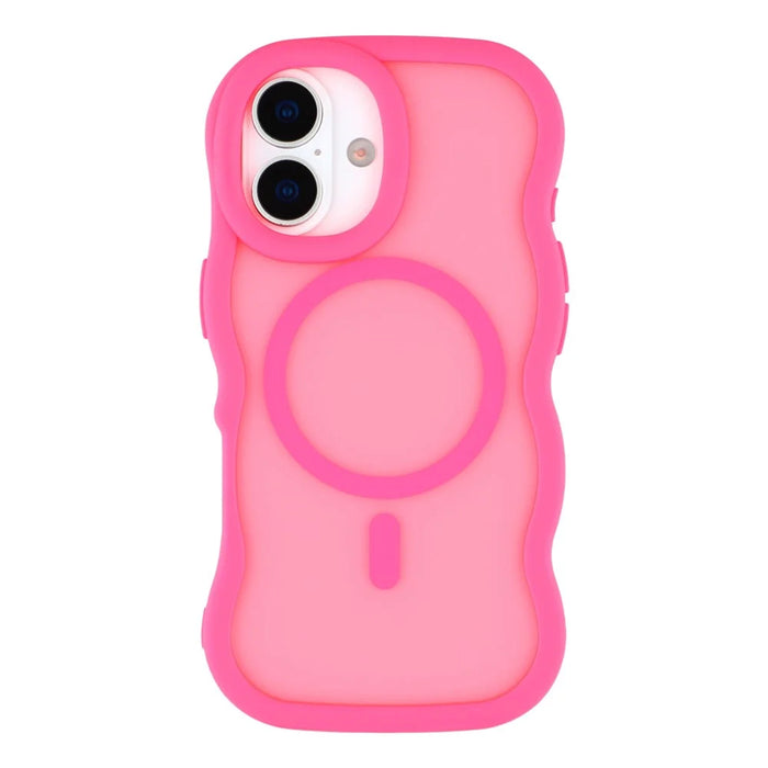 For iPhone 17 Case Compatible with MagSafe TPU + PC Phone Back Cover Skin Touch Wave Shape - Rose - 3