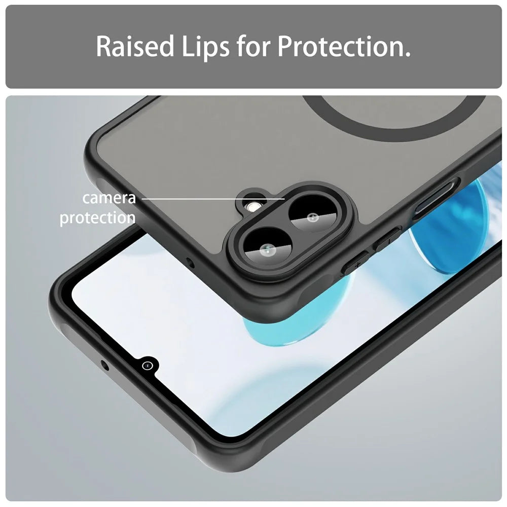 For Samsung Galaxy A08 5G / A08 4G / A07 5G / A07 4G Magnetic Case Anti Drop PC + TPU Phone Cover - Black - 5