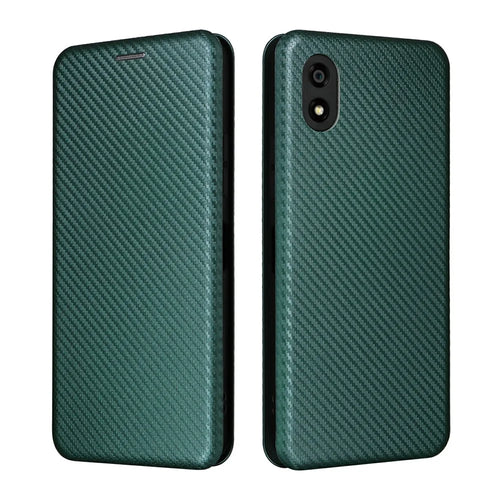 For Kantan Sumaho 4 A402ZT Case Carbon Fiber Texture Drop-Proof PU Leather Phone Cover - Green - 1