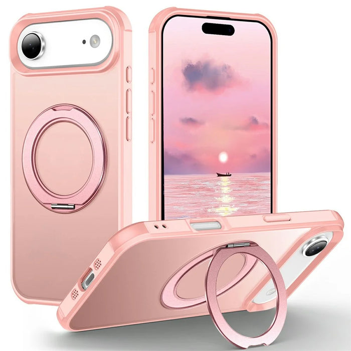 For iPhone Air Case Magnetic Kickstand TPU + PC Shockproof Hybrid Phone Cover - Pink - 1