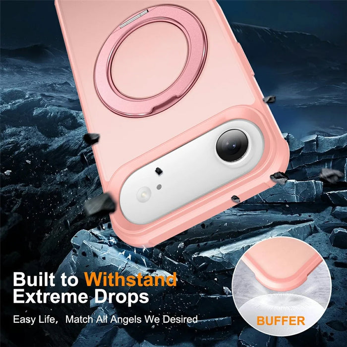 For iPhone Air Case Magnetic Kickstand TPU + PC Shockproof Hybrid Phone Cover - Pink - 5