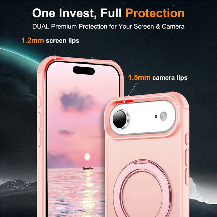 For iPhone Air Case Magnetic Kickstand TPU + PC Shockproof Hybrid Phone Cover - Pink - 6