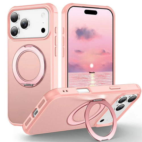 For iPhone 17 Pro Case Magnetic Kickstand TPU + PC Shockproof Hybrid Phone Cover - Pink - 1