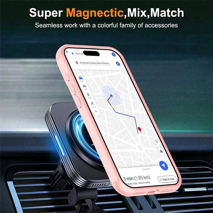 For iPhone 17 Pro Case Magnetic Kickstand TPU + PC Shockproof Hybrid Phone Cover - Pink - 4