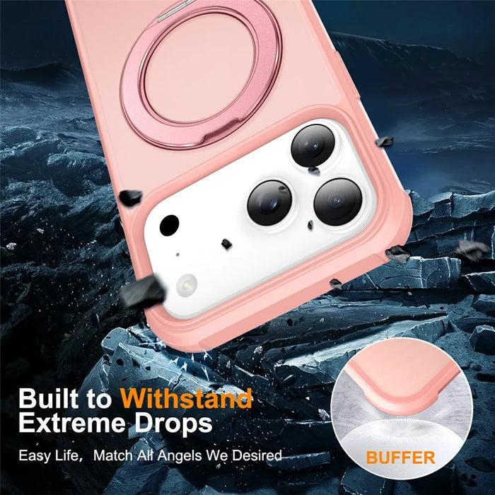 For iPhone 17 Pro Case Magnetic Kickstand TPU + PC Shockproof Hybrid Phone Cover - Pink - 5
