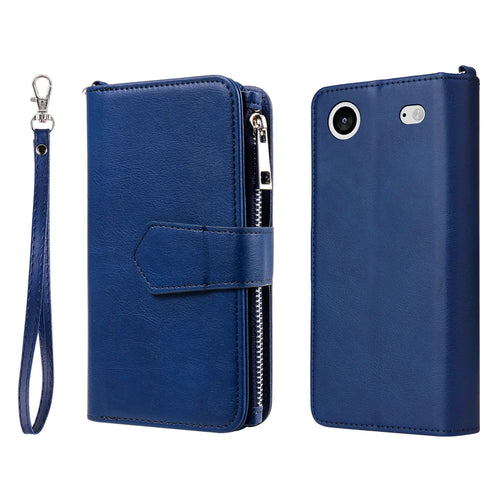 For iPhone Air Magnetic Leather Case Mobile Cover with Detachable Zipper Wallet Strap - Blue - 1