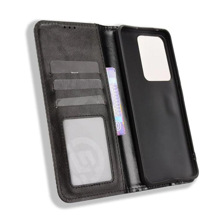 For Realme 15 5G / Realme 15 Pro 5G Leather Case Wallet Stand Retro Texture Phone Cover - Black - 5